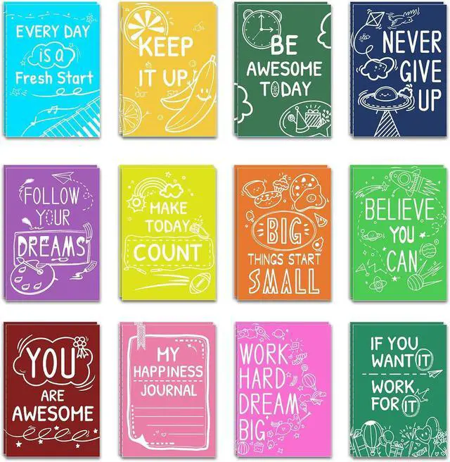 Main image of Mini Notebooks Bulk, 24Pcs, Inspirational Notepad for Kids, 5x3.15