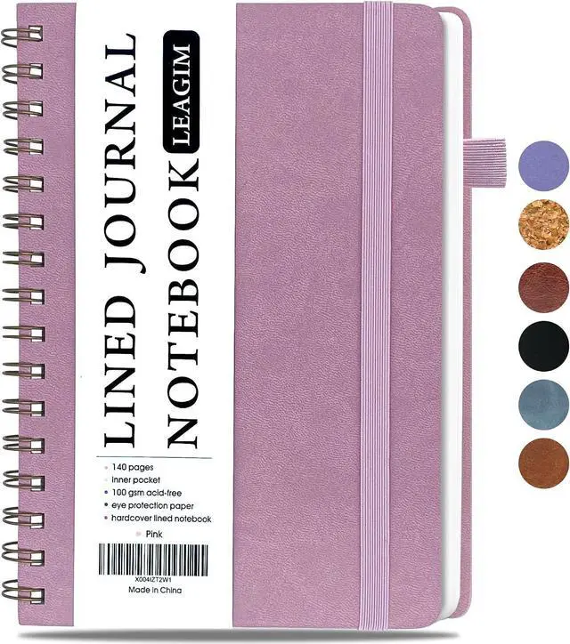 Main image of LEAGIM Lined Spiral Journal Notebook for Women & Men, College Ruled Hardcover Notebook for Work & Note Taking, Journals for Writing, 100 GSM, Business, School, 140 Pages, A5(5.8"x8.5") - Pink