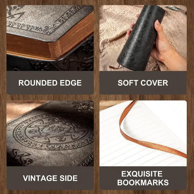 Alt view image 2 of 7 - CAGIE Journal for Men Women Leather Vintage Diary Journaling Notebook Black