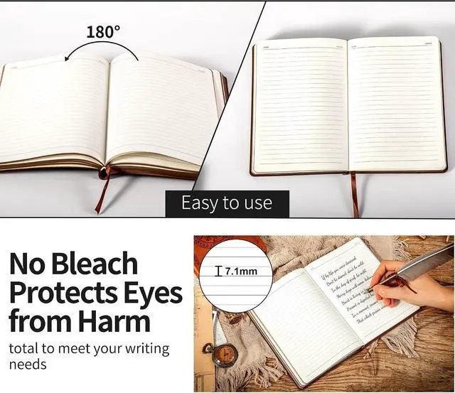 Alt view image 5 of 7 - CAGIE Journal for Men Women Leather Vintage Diary Journaling Notebook Black