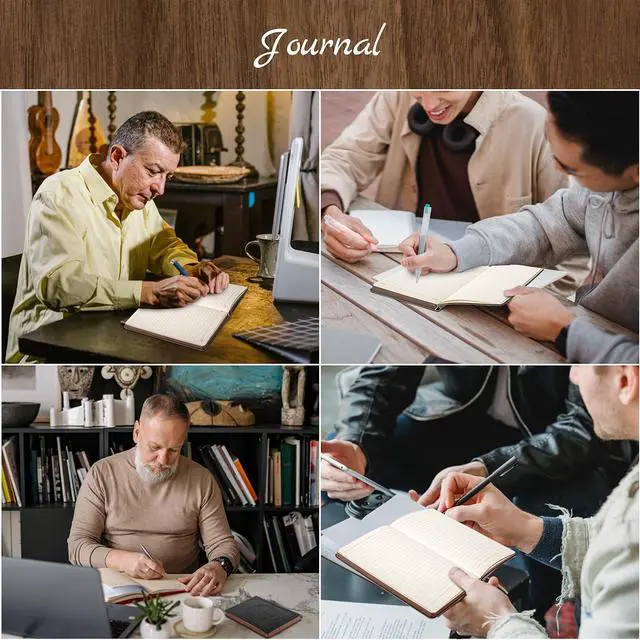 Alt view image 7 of 7 - CAGIE Journal for Men Women Leather Vintage Diary Journaling Notebook Black