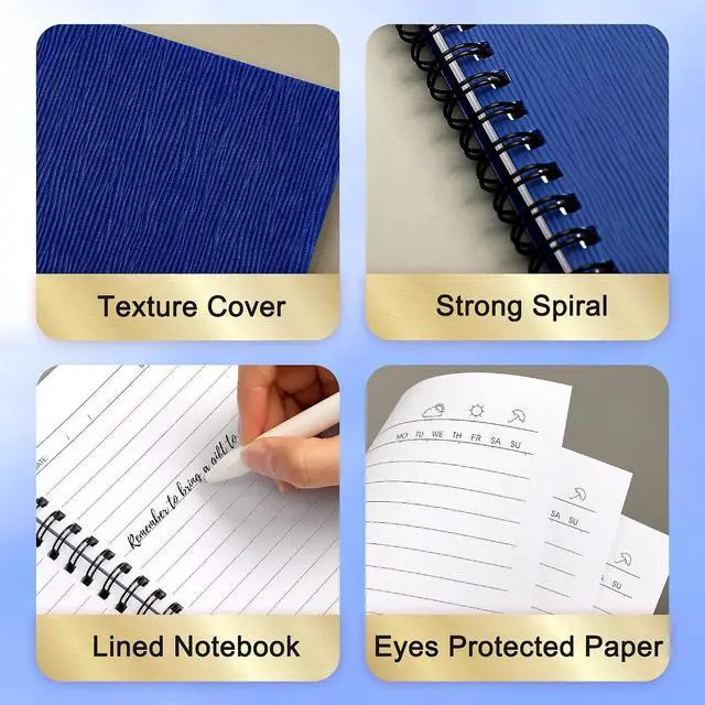 Alt view image 3 of 7 - FLYING EAGLE 3 PCS Small Spiral Notebooks 4x6, A6 Cute Mini Journal Plastic Hardcover 8mm Ruled Notebook, 3 Color 234 Sheets/468 Pages, 3 Pack Small Ruled Notebooks for School Work