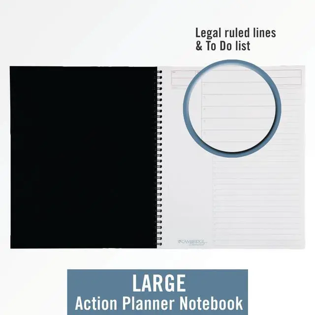 Alt view image 2 of 5 - Cambridge Business Notebook, Action Planner, Legal Ruled Paper, 8-1/2" x 11", 80 Sheets, Flexible Soft Touch Cover, Wirebound, Gray (06064)