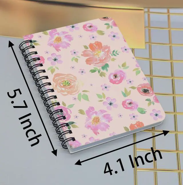 Alt view image 6 of 7 - Yansanido Spiral Notebook, 4 Pcs A6 Flower Design Thick Hardcover 8mm Ruled 4 Color 80 Sheets -160 Pages Journals for Study and Notes (A6-4pcs flower, A6)