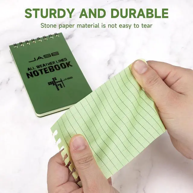 Alt view image 4 of 6 - Yamadura All-Weather Top-Spiral Notebook 3" x 5" Green Cover Waterproof Shower Aqua Notes Notepad Notebook(5 Pack)