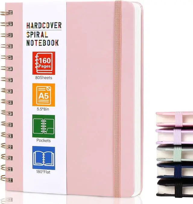 Main image of LABUK Hardcover Spiral Notebook for Women, A5 Lined Pink Journaling Notebooks for Work, 5.5 x 8in 160Pages Spiral Journal for Writing