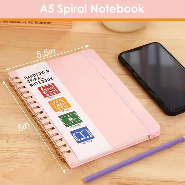 Alt view image 2 of 7 - LABUK Hardcover Spiral Notebook for Women, A5 Lined Pink Journaling Notebooks for Work, 5.5 x 8in 160Pages Spiral Journal for Writing