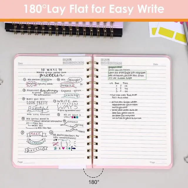 Alt view image 3 of 7 - LABUK Hardcover Spiral Notebook for Women, A5 Lined Pink Journaling Notebooks for Work, 5.5 x 8in 160Pages Spiral Journal for Writing