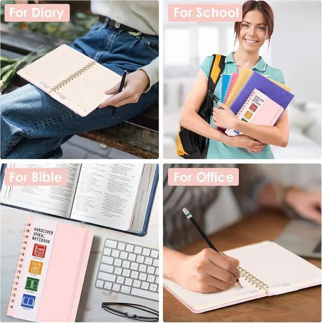 Alt view image 7 of 7 - LABUK Hardcover Spiral Notebook for Women, A5 Lined Pink Journaling Notebooks for Work, 5.5 x 8in 160Pages Spiral Journal for Writing
