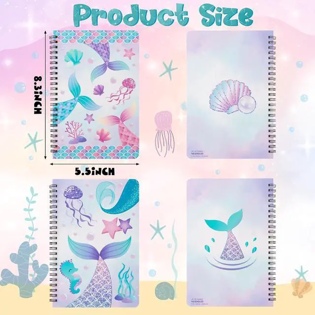 Alt view image 2 of 7 - B1ykin A5 Spiral Notebooks - 2Pcs 50 sheets 100 Pages, Mermaid Design