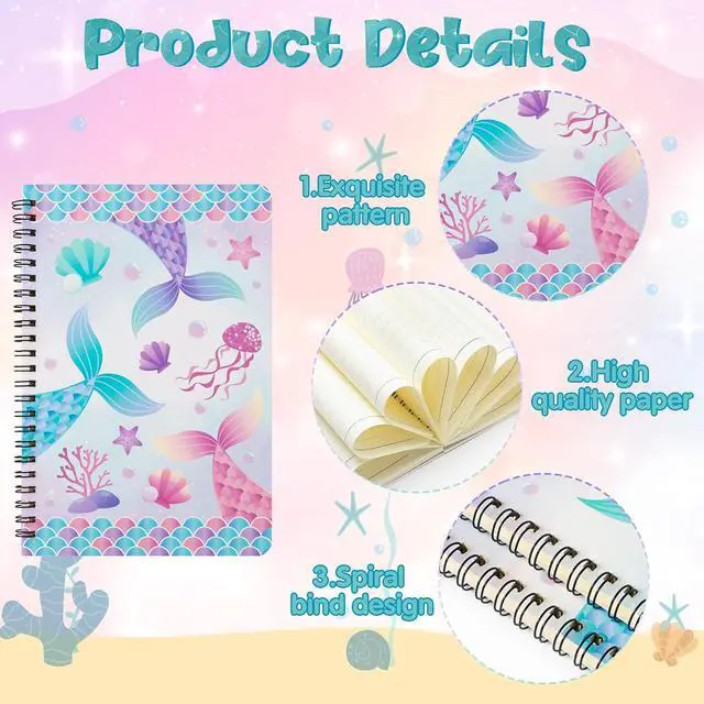 Alt view image 3 of 7 - B1ykin A5 Spiral Notebooks - 2Pcs 50 sheets 100 Pages, Mermaid Design