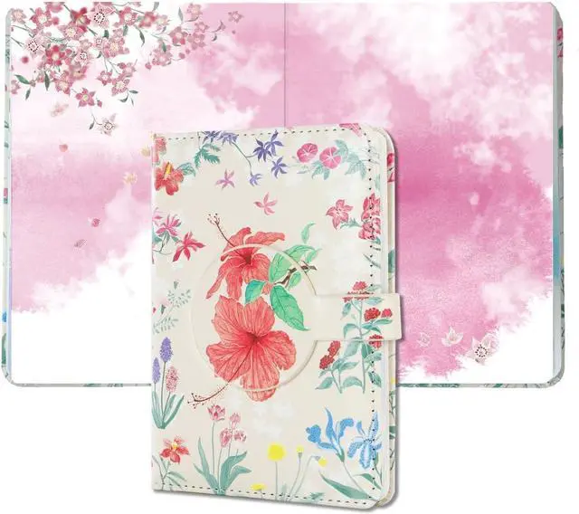 Main image of SIIXU Colorful Pocket Notebook A6 - Floral Theme with Unique Flower Illustrations, Vegan Leather, Small Size for Women, Ideal for Journaling, Notes, and Travel