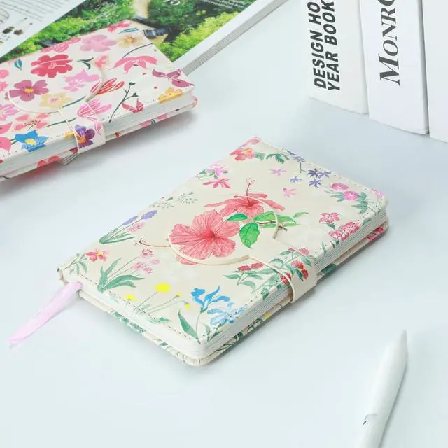 Alt view image 2 of 7 - SIIXU Colorful Pocket Notebook A6 - Floral Theme with Unique Flower Illustrations, Vegan Leather, Small Size for Women, Ideal for Journaling, Notes, and Travel