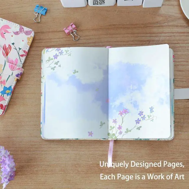 Alt view image 5 of 7 - SIIXU Colorful Pocket Notebook A6 - Floral Theme with Unique Flower Illustrations, Vegan Leather, Small Size for Women, Ideal for Journaling, Notes, and Travel