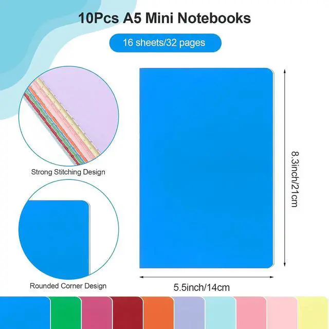 Alt view image 2 of 7 - BESARME 10 Pack A5 Lined Notebook Bulk, 8.3 x 5.5 In Journaling Notebooks