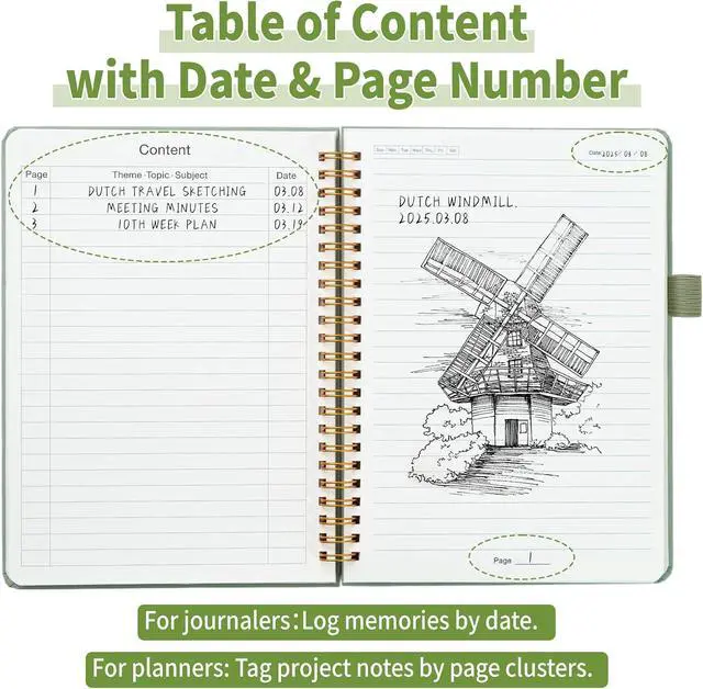 Alt view image 3 of 7 - YOXMJDB Lined Spiral Notebook, Small A5 College Ruled Notebook with Pen Holder, 140 Pages Hardcover Notebook Journal for Women, To Do List Notebook for Work, Bible, and Meeting (A5, Green, No Pen)