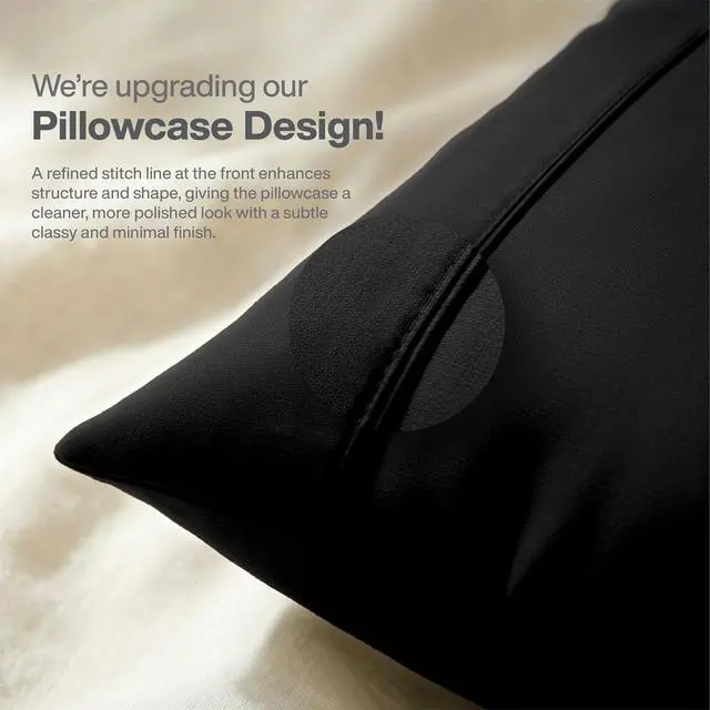 Alt view image 3 of 7 - QUEENSBAY Standard Pillow Cases Set of 2, Microfiber Cooling Pillowcases, Soft Breathable Envelope Closure Pillow Covers, Wrinkle Free Easy Care Bed Pillowcases, Size 20x26 Inches, Cooling Black