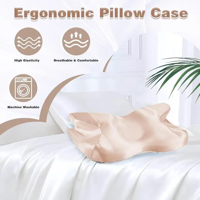 Alt view image 3 of 7 - Satin Pillowcase for Cervical Pillow, Beige
