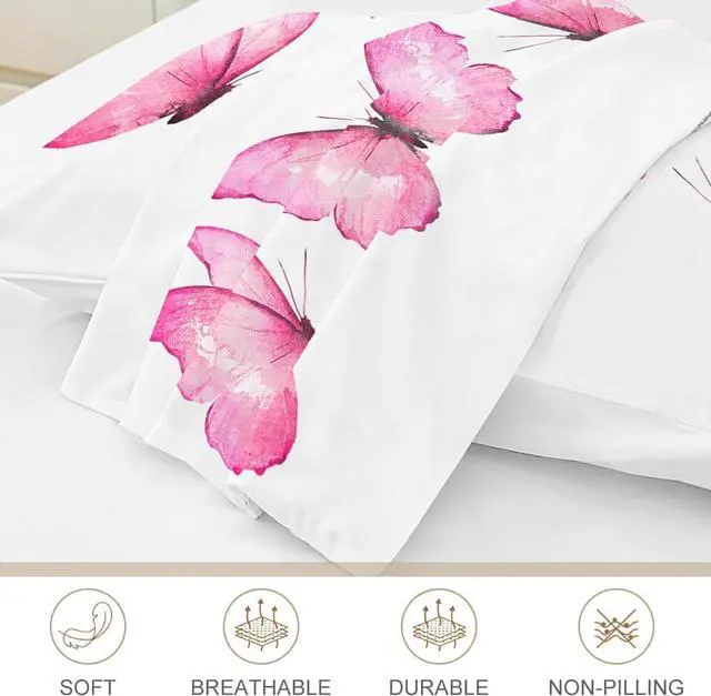 Alt view image 4 of 7 - Pink Butterfly Pillowcases 2 Pack Standard Size 20"x 26"