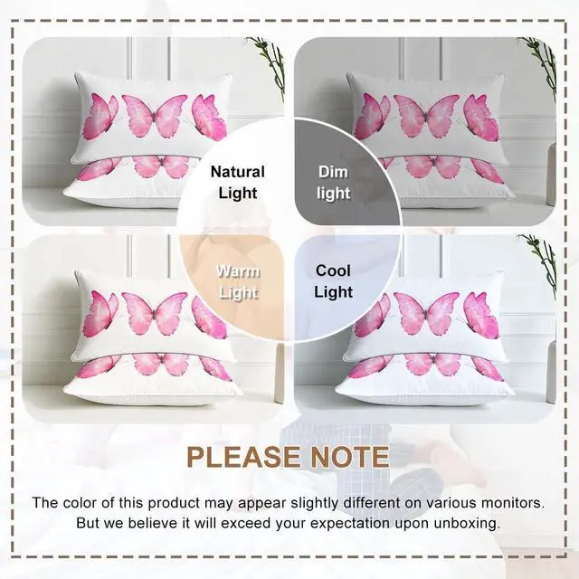 Alt view image 6 of 7 - Pink Butterfly Pillowcases 2 Pack Standard Size 20"x 26"
