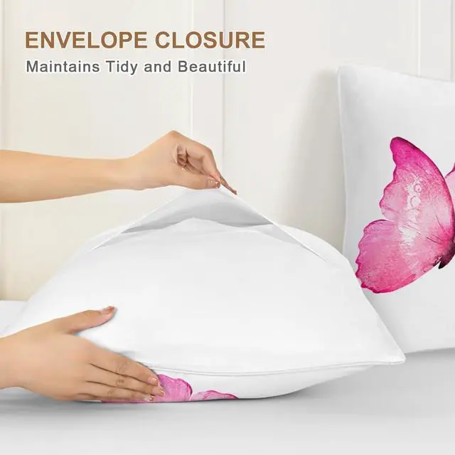 Alt view image 5 of 7 - Pink Butterfly Pillowcases 2 Pack Standard Size 20"x 26"
