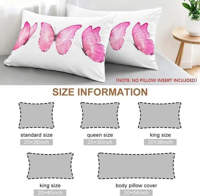 Alt view image 7 of 7 - Pink Butterfly Pillowcases 2 Pack Standard Size 20"x 26"