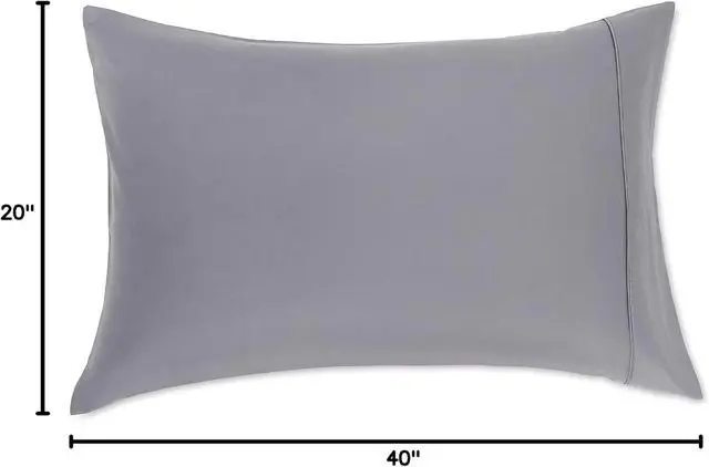 Alt view image 6 of 6 - Amazon Basics King Pillowcases Set of 2 - Lightweight, Super Soft Easy Care Microfiber, Dark Gray, 40" L x 20" W, Pillows Not Included