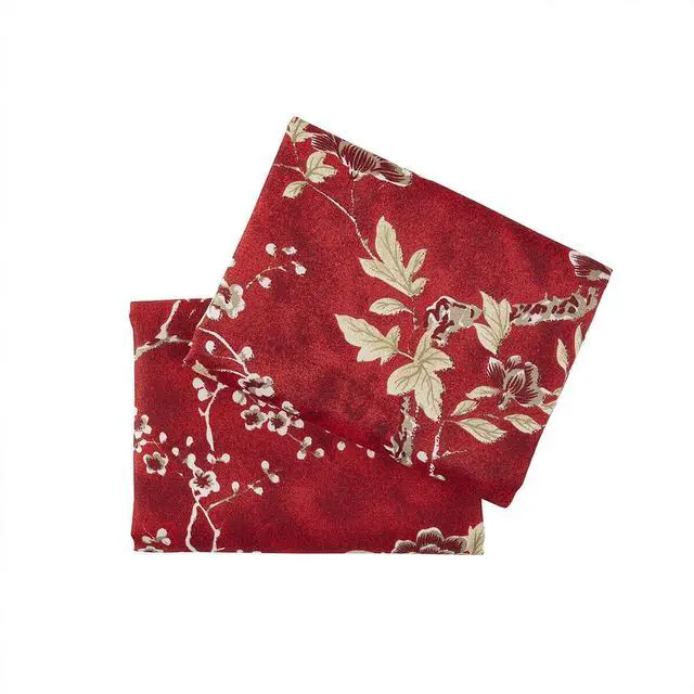 Alt view image 6 of 6 - Wake In Cloud - Floral Pillow Cases, Vintage Flowers Toile Coquette Pattern Printed, Set of 2 Soft Pillowcases Pillow Shams Covers, Red, King Size 20x36 Inches
