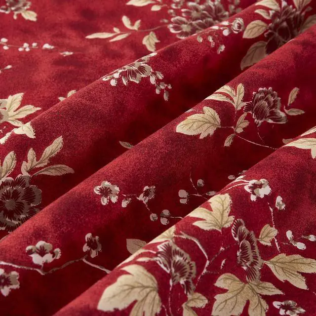 Alt view image 5 of 6 - Wake In Cloud - Floral Pillow Cases, Vintage Flowers Toile Coquette Pattern Printed, Set of 2 Soft Pillowcases Pillow Shams Covers, Red, King Size 20x36 Inches