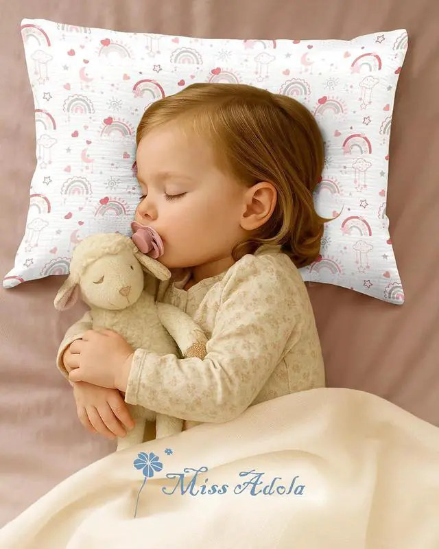 Alt view image 6 of 6 - Miss Adola Ultra-Soft Cotton Toddler Pillowcases Set of 2, WT PK Rainbow