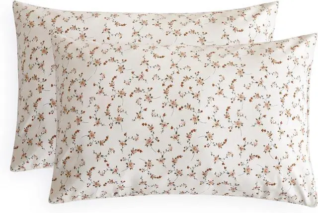 Main image of Wake In Cloud - Floral Pillow Cases, Shabby Chic Coquette Cottagecore Aesthetic Cute Rose Flower Pattern, Set of 2 Soft Pillowcases Pillow Shams Covers, Light Pink, Standard Size 20x26 Inches