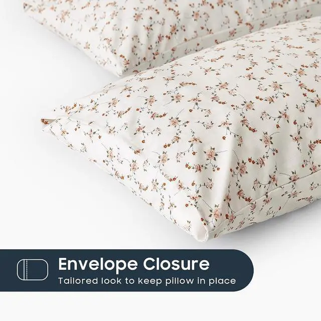 Alt view image 3 of 5 - Wake In Cloud - Floral Pillow Cases, Shabby Chic Coquette Cottagecore Aesthetic Cute Rose Flower Pattern, Set of 2 Soft Pillowcases Pillow Shams Covers, Light Pink, Standard Size 20x26 Inches