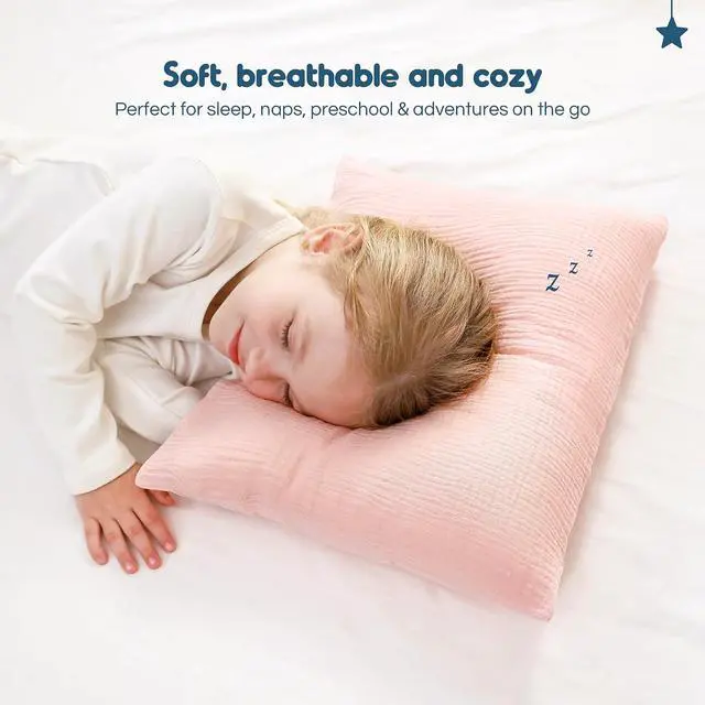Alt view image 5 of 7 - GRSSDER 2 Pack Muslin Toddler Pillowcases Fit for 13 x 18 Pillows, Soft and Breathable Cotton Toddler Pillow Case Cover with Envelope Closure, Multiple Cute Colors for Boys and Girls
