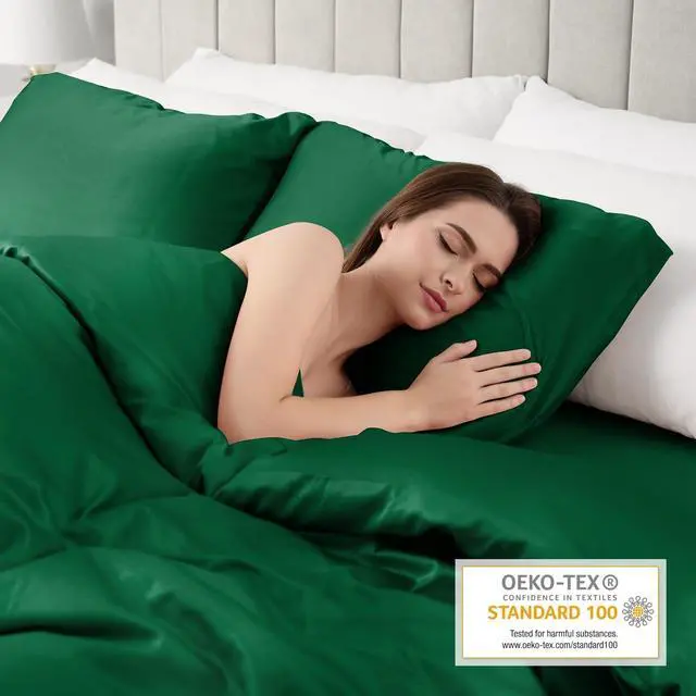 Alt view image 6 of 6 - Lirex Satin Pillowcase for Hair and Skin, Super Soft and Cooling Similar to Silk, 2 Pack Standard Size 20"X 26" Pillow Cases with Envelope Closure, Gifts for Women Men, Green