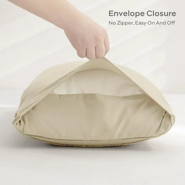 Alt view image 4 of 6 - JELLYMONI Light Sand Striped Tufted Pillowcases Body Size 20" x54"