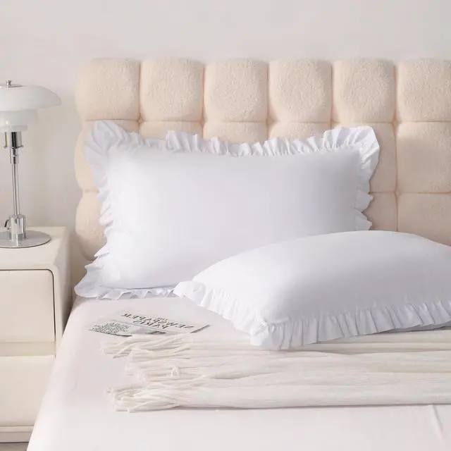 Alt view image 2 of 7 - Ruffled Standard Pillow Cases, 2 Pack, 20x26 Inches, White