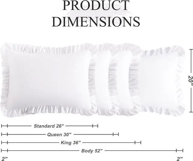 Alt view image 3 of 7 - Ruffled Standard Pillow Cases, 2 Pack, 20x26 Inches, White