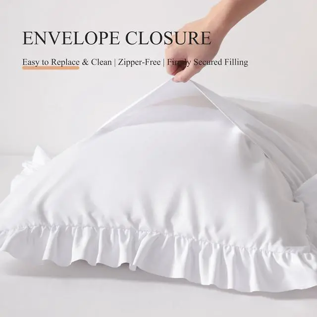 Alt view image 6 of 7 - Ruffled Standard Pillow Cases, 2 Pack, 20x26 Inches, White