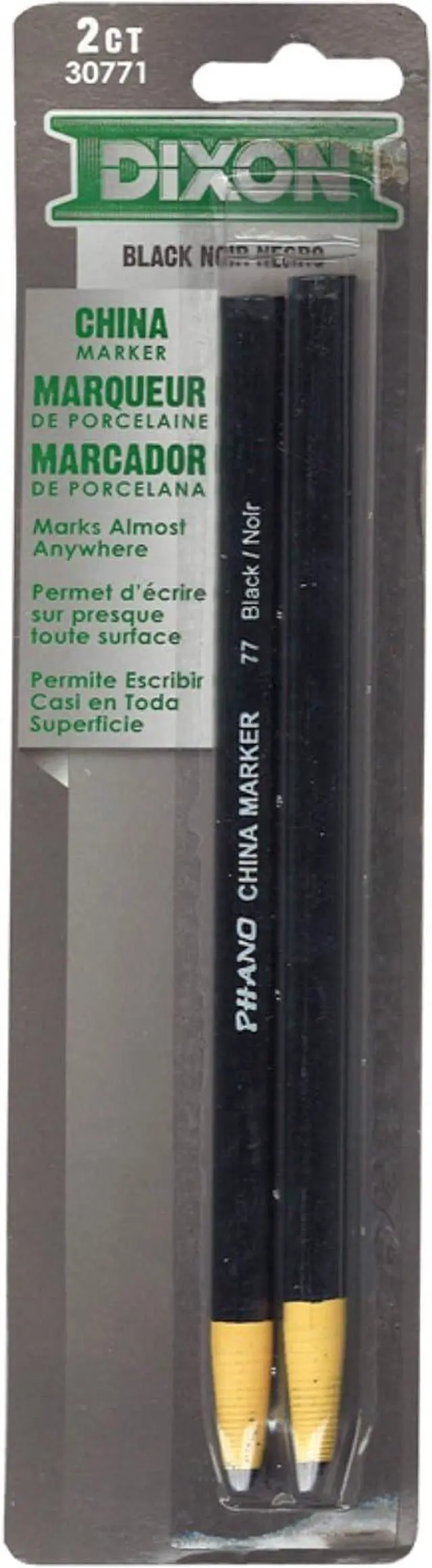 Main image of Dixon Industrial Phano China Markers, Black, 2 Ct