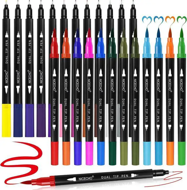 Main image of Nicecho 24 Colors Dual Tip Art Markers Pens for Adult Coloring Books
