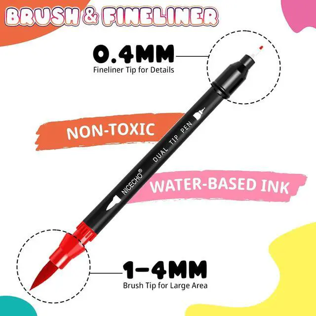 Alt view image 2 of 7 - Nicecho 24 Colors Dual Tip Art Markers Pens for Adult Coloring Books