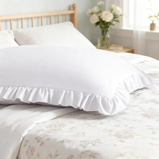 Alt view image 7 of 7 - Ruffled Standard Pillow Cases, 2 Pack, 20x26 Inches, White
