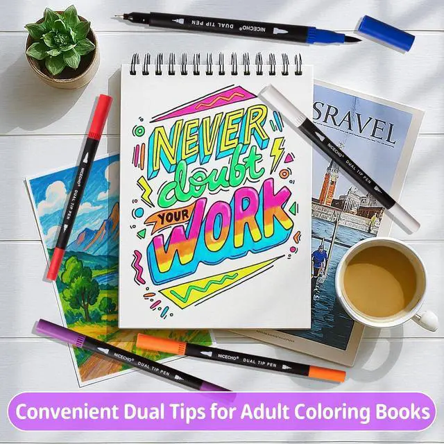 Alt view image 5 of 7 - Nicecho 24 Colors Dual Tip Art Markers Pens for Adult Coloring Books