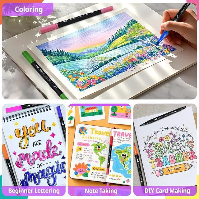Alt view image 6 of 7 - Nicecho 24 Colors Dual Tip Art Markers Pens for Adult Coloring Books