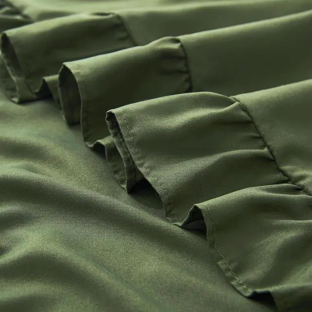 Alt view image 6 of 7 - KKJIAF Ruffle Pillow Cases Standard Size Set of 2, Olive Green