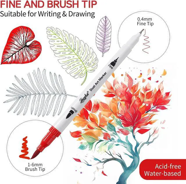 Alt view image 2 of 7 - Dual Tip Art Markers for Adult Coloring 32 Colored Pens