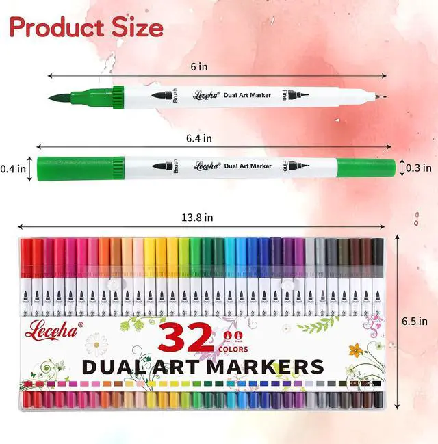 Alt view image 7 of 7 - Dual Tip Art Markers for Adult Coloring 32 Colored Pens