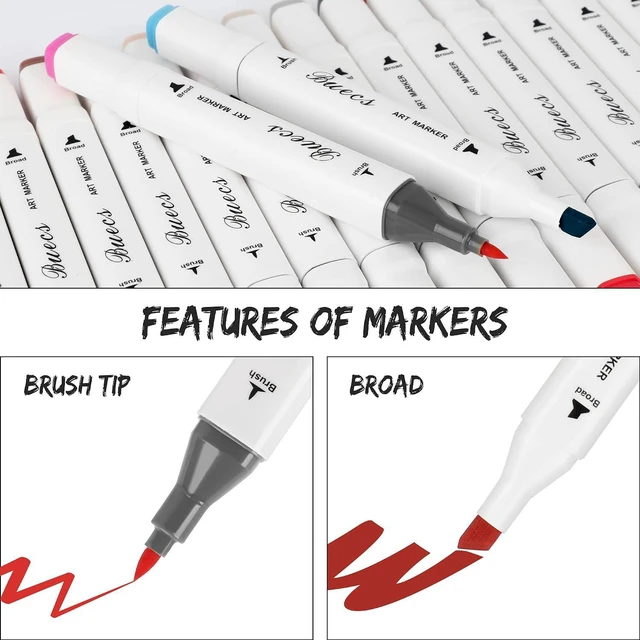 Alt view image 2 of 7 - Buecs Alcohol Markers Brush Tip: Double Tipped Art Marker, 80 Count, suitable for Adults Artists Painting, Coloring Drawing Sketching, Multicolor