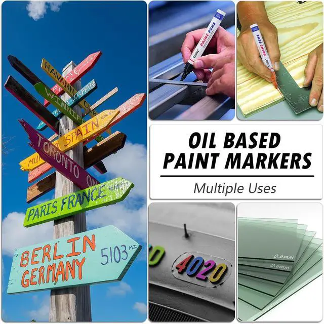 Alt view image 4 of 6 - Black Paint Markers, 3 Pack Oil-Based Waterproof Quick Dry Permanent Paint Pen Set for Rocks Painting, Wood, Fabric, Plastic, Canvas, Glass, Mugs, Metal, Tire, Stone, DIY Craft