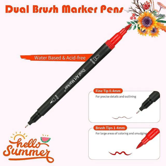 Alt view image 2 of 6 - 72 Markers For Adult Coloring Books, Dual Brush Marker Pens, Fine Tip Color Markers For Drawing Art Supplies Kit And School Supplies